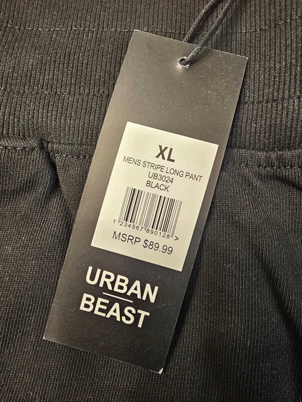 Mens Urban Beast  Black Jogger Pants with White Side Stripes